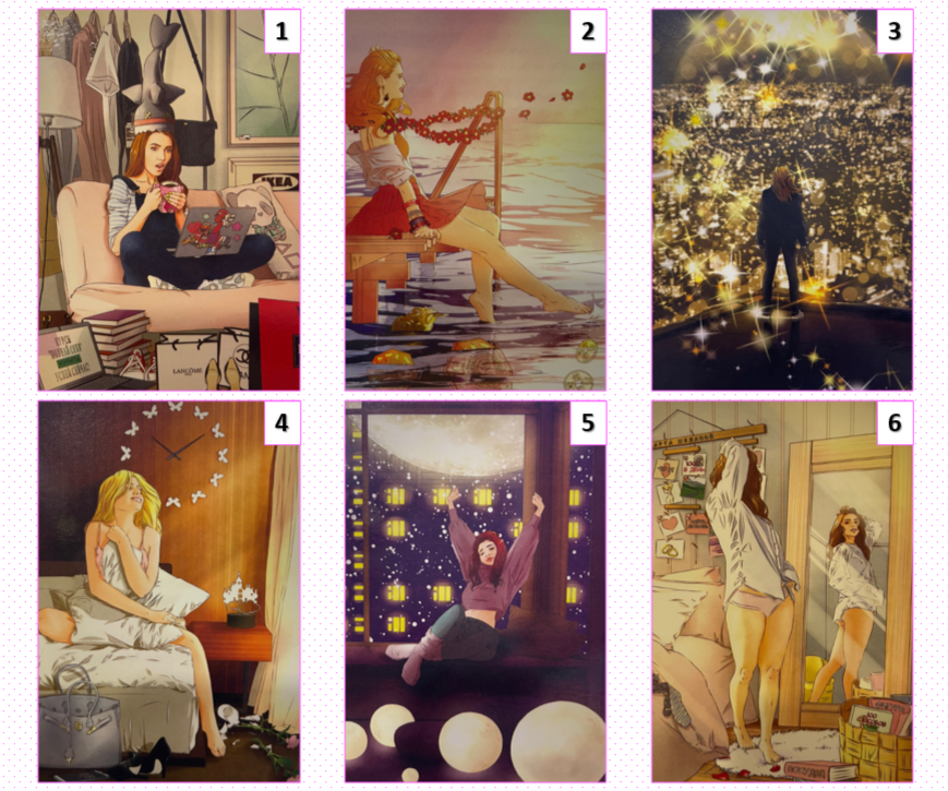 6 случайных карт из колоды М. Хомяковой «Девочкины сказки». Коллаж мой