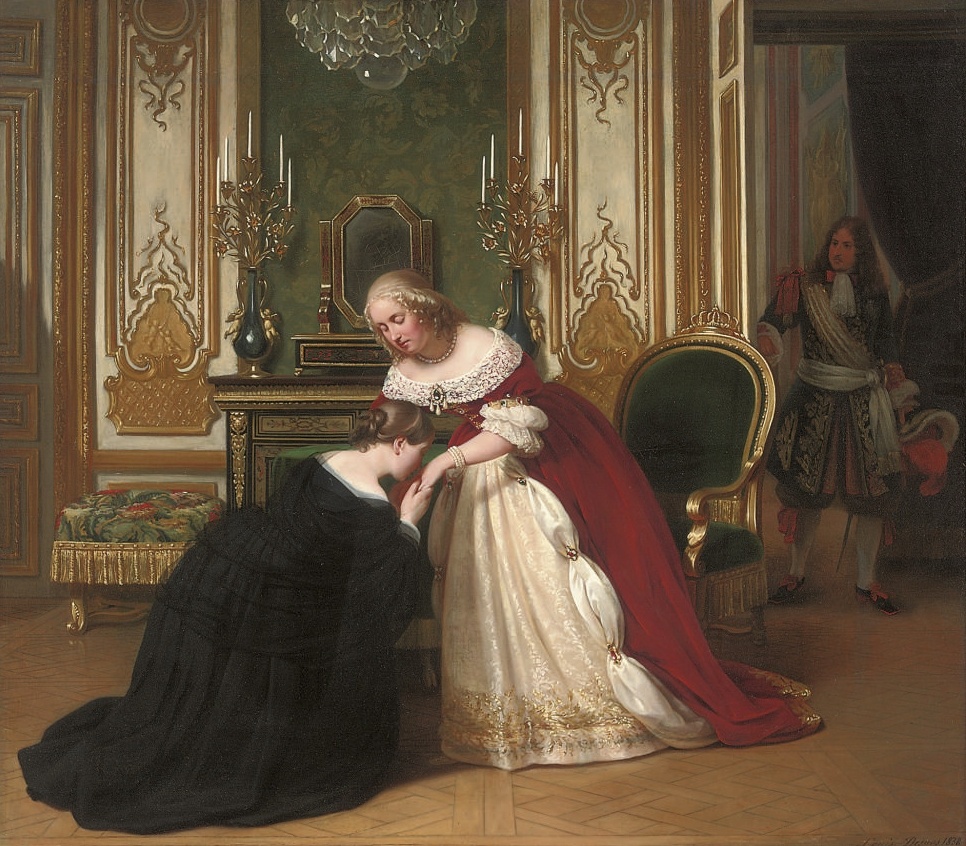 Мадам де Лавальер молит о прощении королеву перед отъездом в монастырь