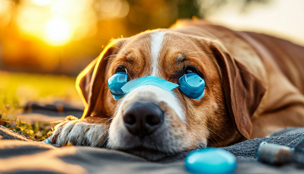 Холодный компресс, который владелец собаки прикладывает к поврежденному глазу питомца.