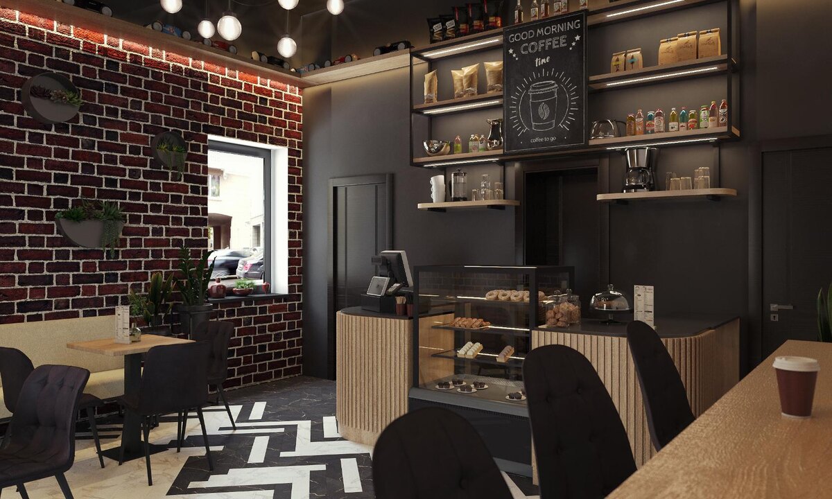 Дизайн-проект кафе при автомоечном комплексе Urban в Одинцово