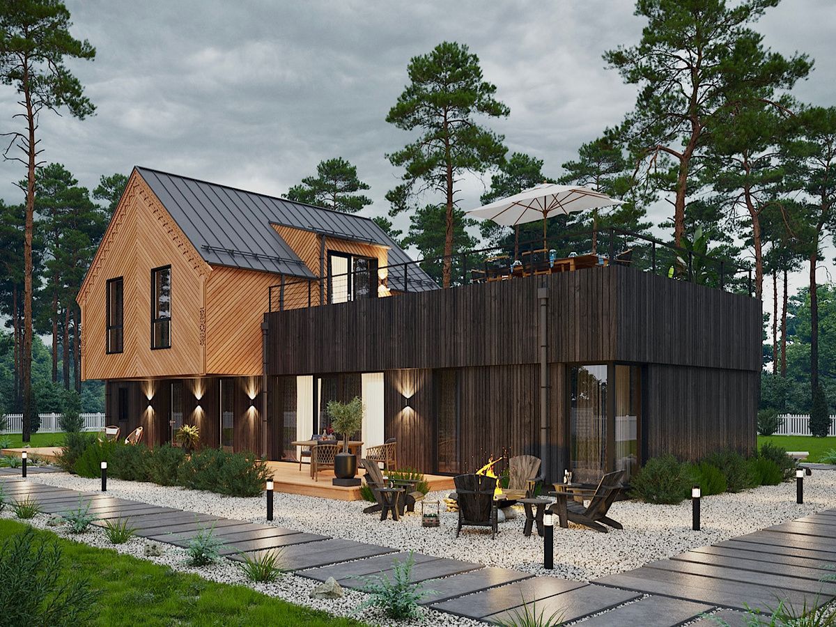 Проет дома c элементами русского стиля