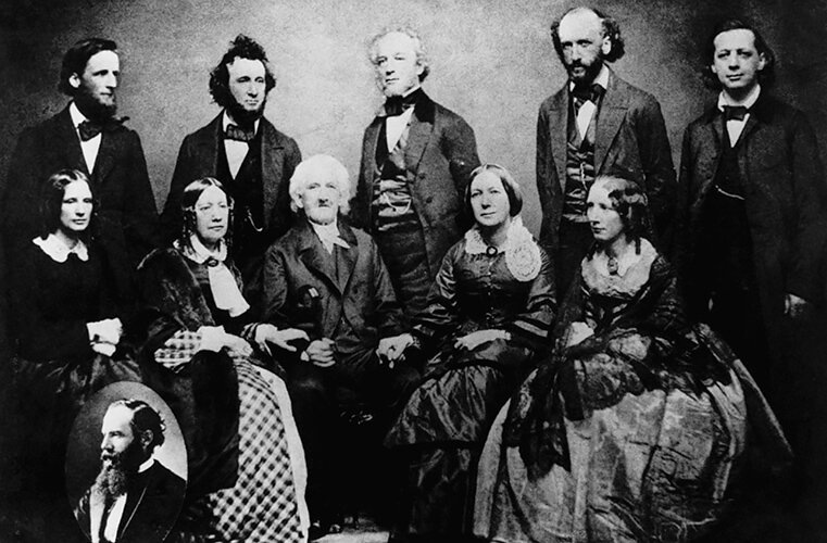 Лайман Бичер с супругой и всеми своими многочисленными детьми.