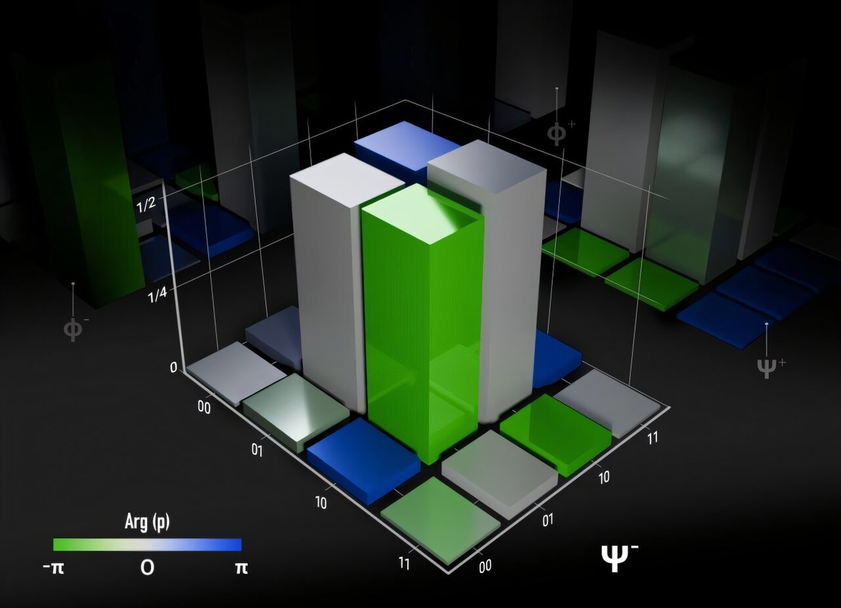 Высокоточные состояния Белла, синтезированные в одном фотоне, где поляризация служит в качестве управляющего кубита, а частота — в качестве целевого кубита.    
 Источник: ORNL, U.S. Dept. of Energy  📷
