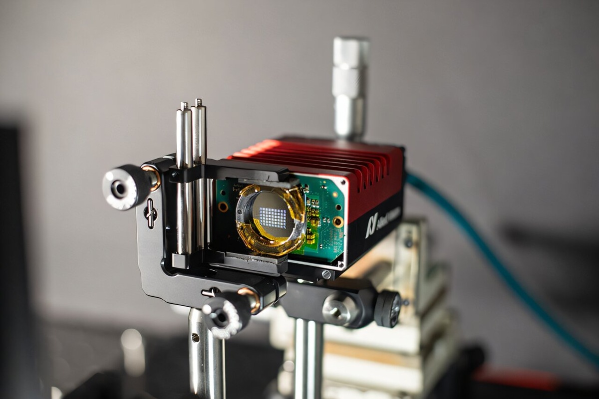 Прототип нового типа компактной камеры, разработанной для компьютерного зрения. Он использует оптику для вычислений, что значительно снижает потребление энергии и позволяет камере распознавать объекты со скоростью света.     
 Фото: Ilya Chugunov, Princeton University  📷
