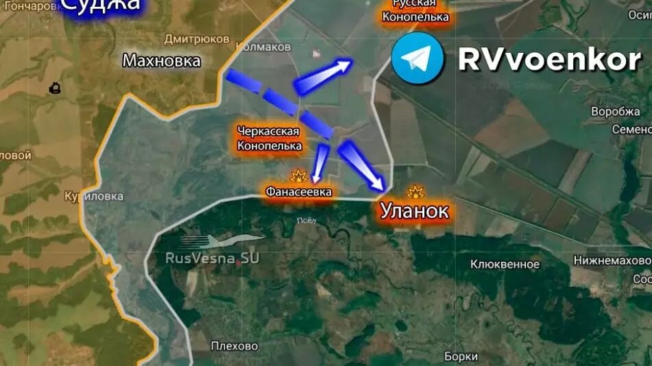 Направления движения колонн украинской бронетехники 6 февраля. Фото: Операция Z: Военкоры Русской Весны