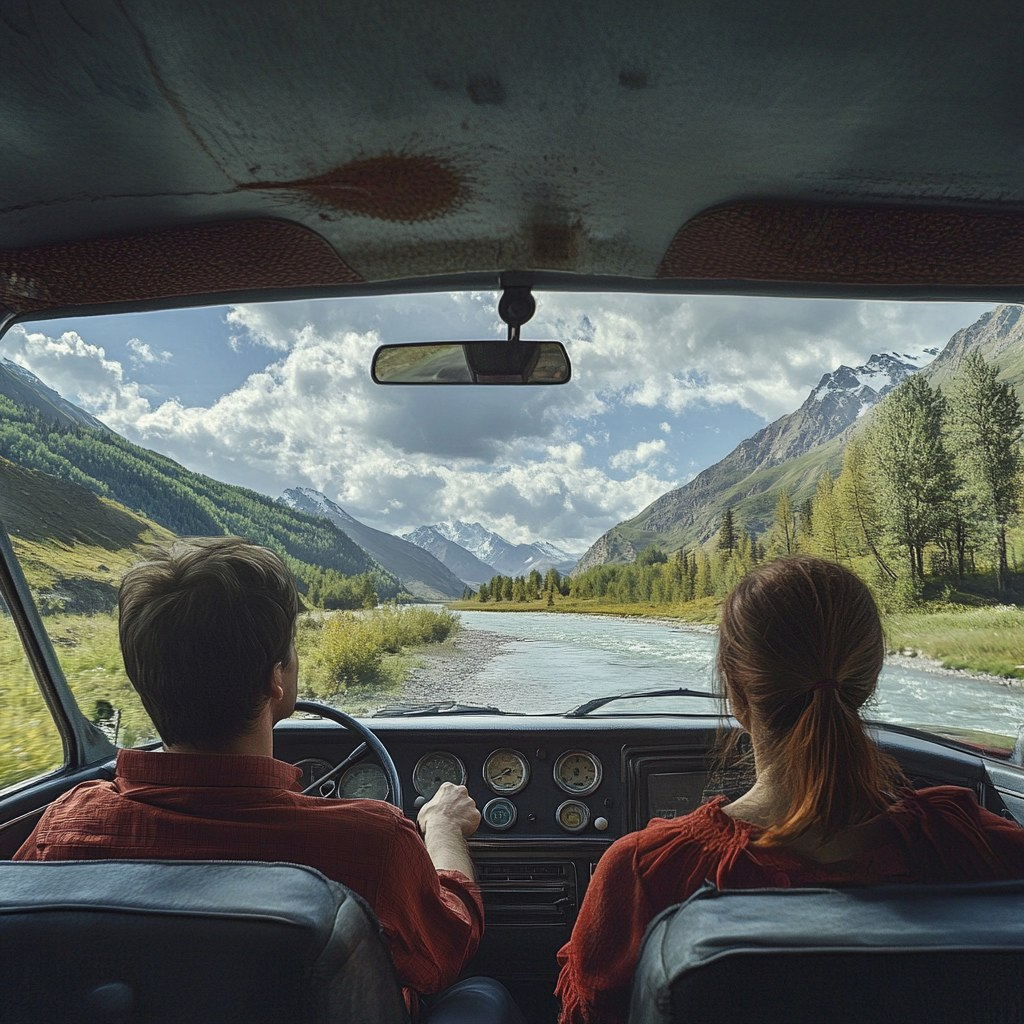 Путешествия по Алтаю на машине по версии нейросети)