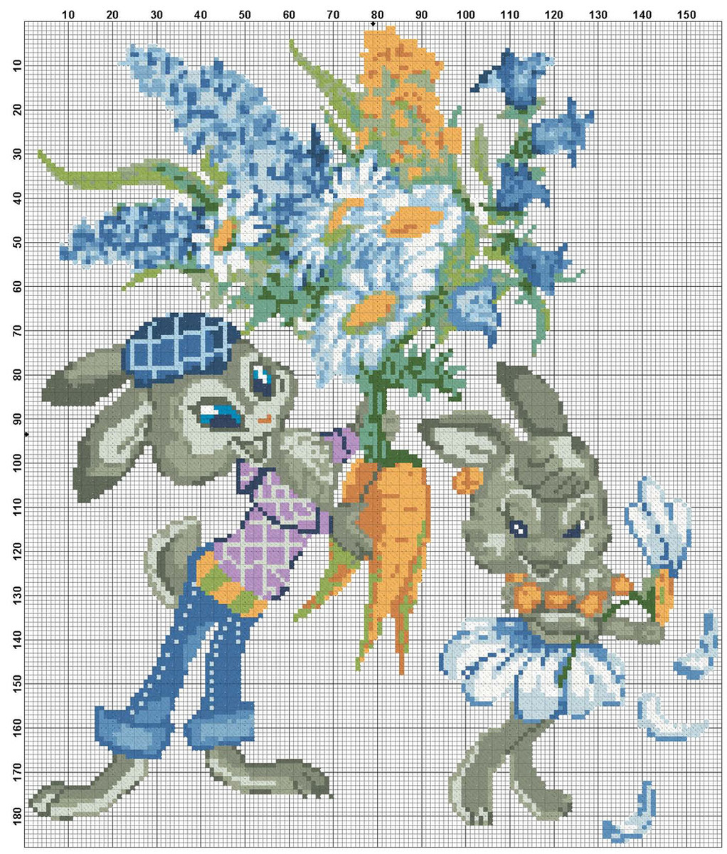 Размер 156 на 185 стежков, цветов 22