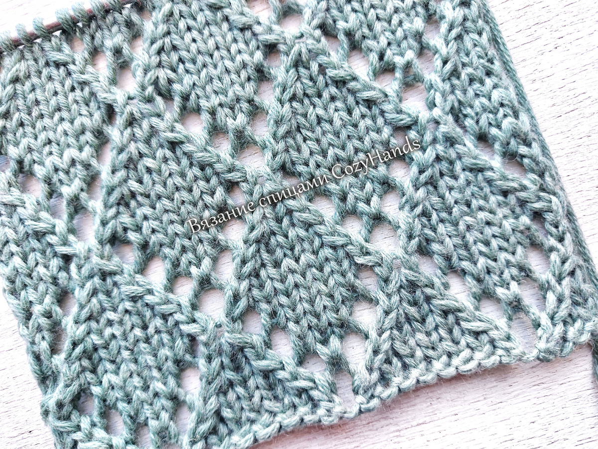 Универсальный ажурный узор спицами