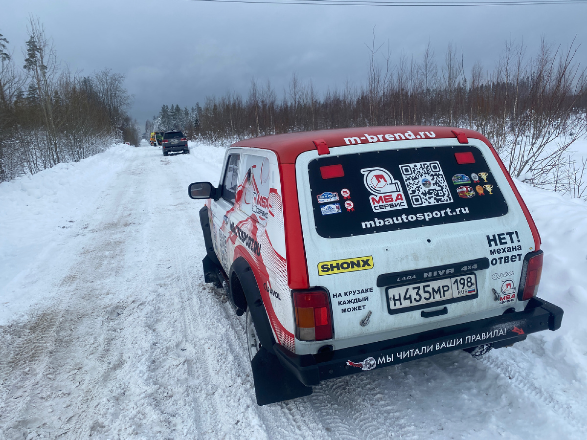 Трасса тестового СУ — 3 км. Покрытие снег, лёд и… местами брёвна.