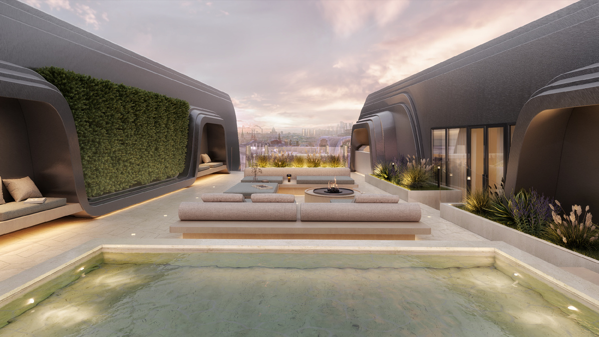 Террасса ресторана в элитном жилом комплексе трофейного класса в 300 м от Красной площади.