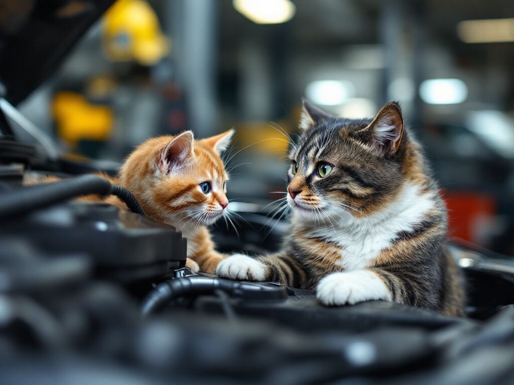 Когда на автосервисе не могут провести ремонт авто качественно, котики помогают)