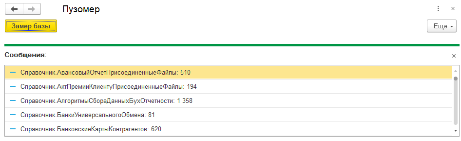 Обработка 1С Пузомер - быстрая обработка для анализа количества данных в объектах https://t.me/erf1c/19