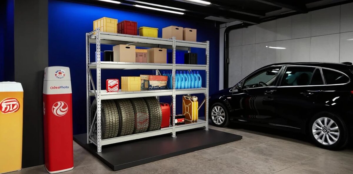 Стеллаж в гараж - красивое фото в интерьере - СтеллажМастер