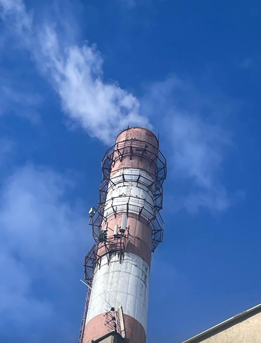 Верхняя часть трубы Центральной котельной в г. Кимовск Тульской области. 