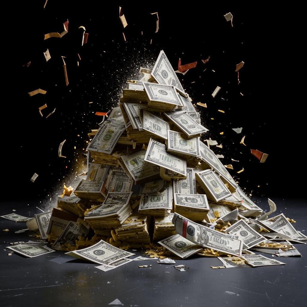 Пирамида из долларов (картинка сгенерирована Kandinsky 3.1.)