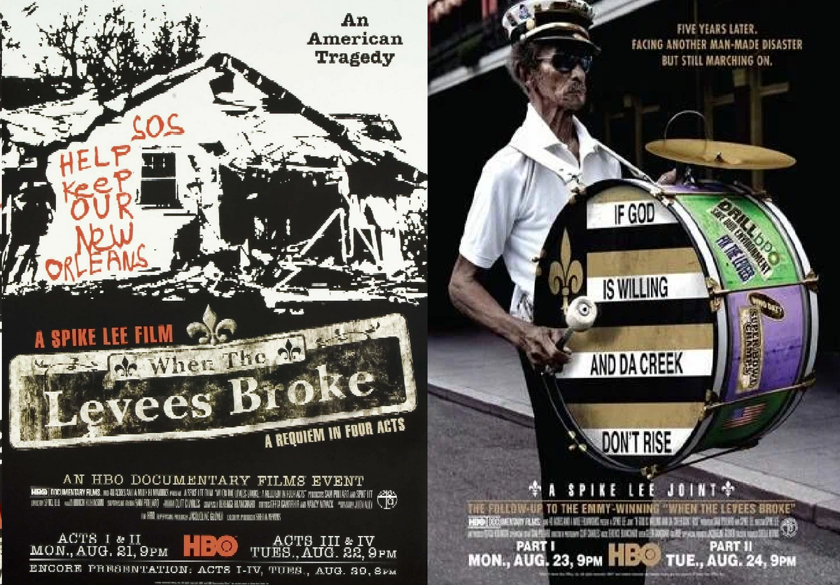 Постеры фильмов "Когда рушатся плотины: Реквием в четырех актах" (2006) и "If God Is Willing and da Creek Don't Rise"  (2010)