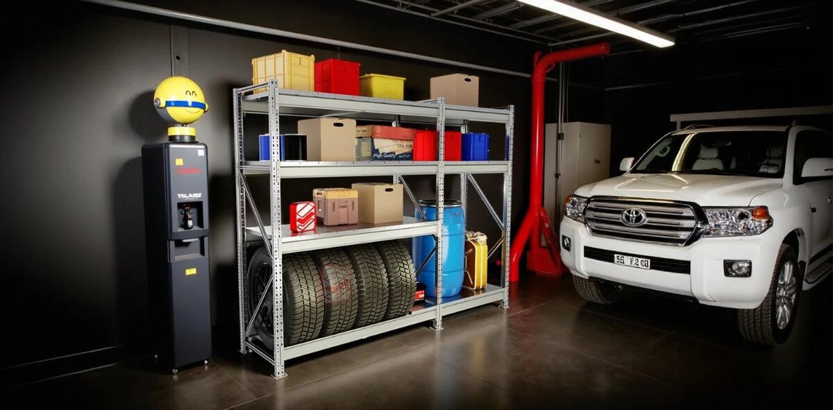 Стеллаж для колес и шин - фото в интерьере гаража - СтеллажМастер