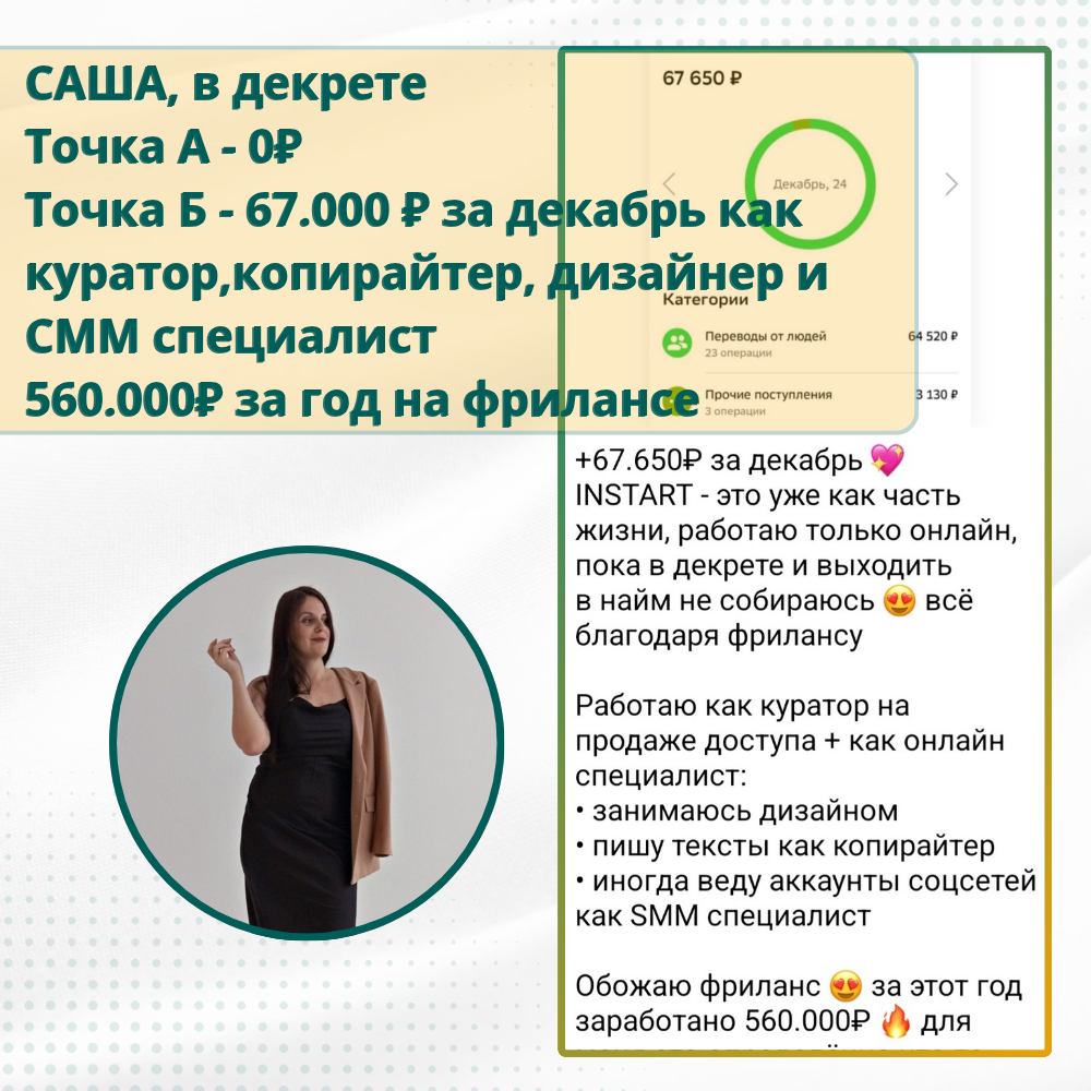 Саша в декрете, 560.000руб за год на фрилансе