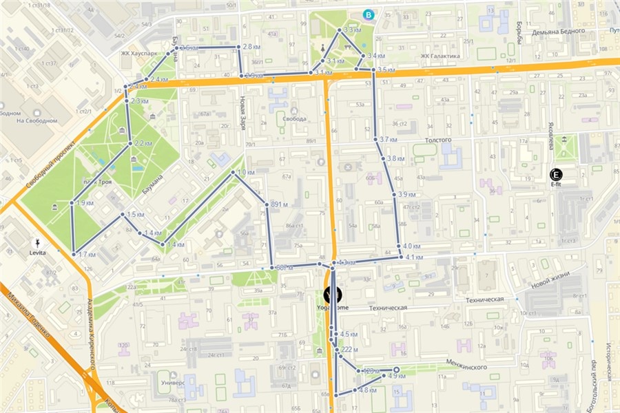 Примерный маршрут прогулки