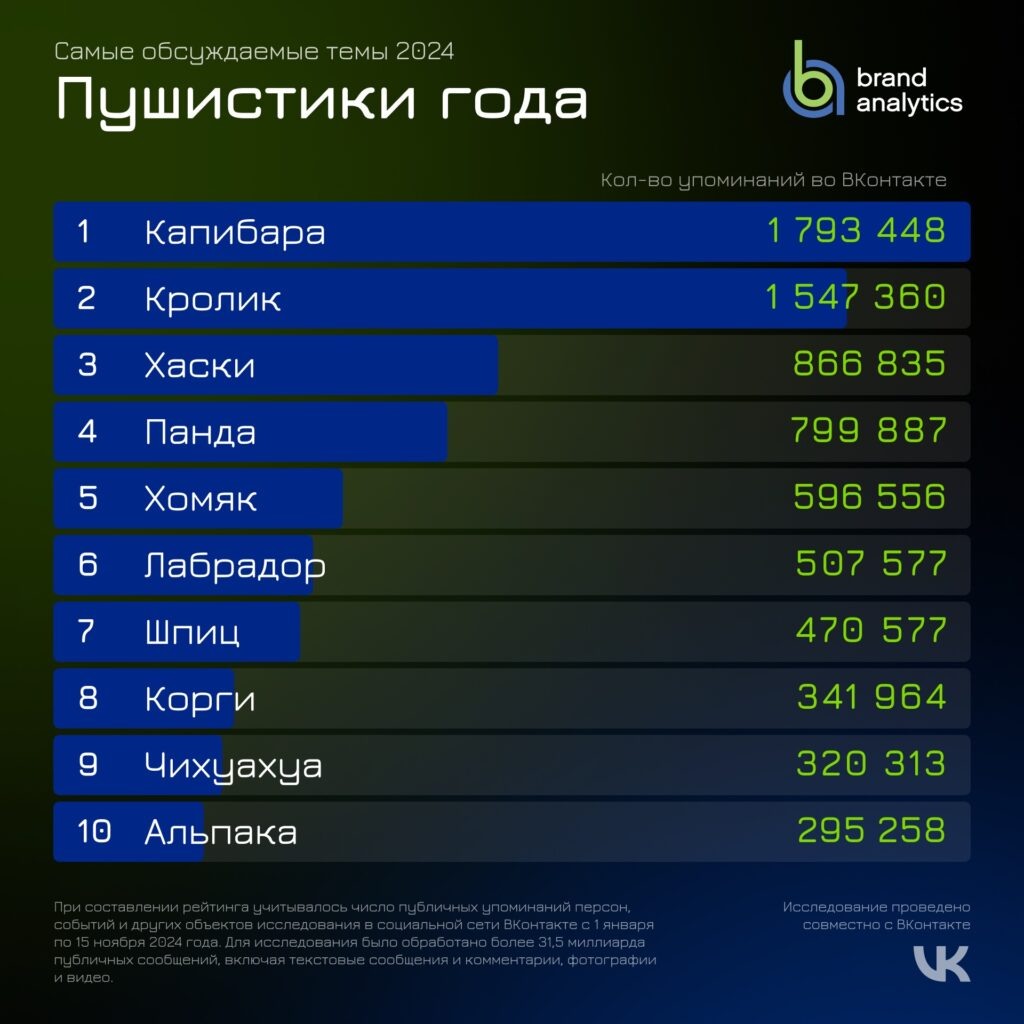 Исследование Brand Analytics и ВКонтакте: «Пушистый инфлюэнсер 2024»