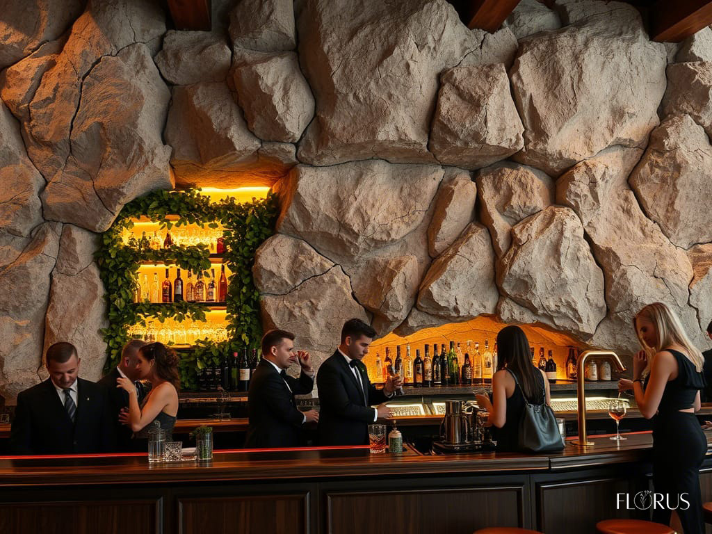 Имитация скалы в ресторане