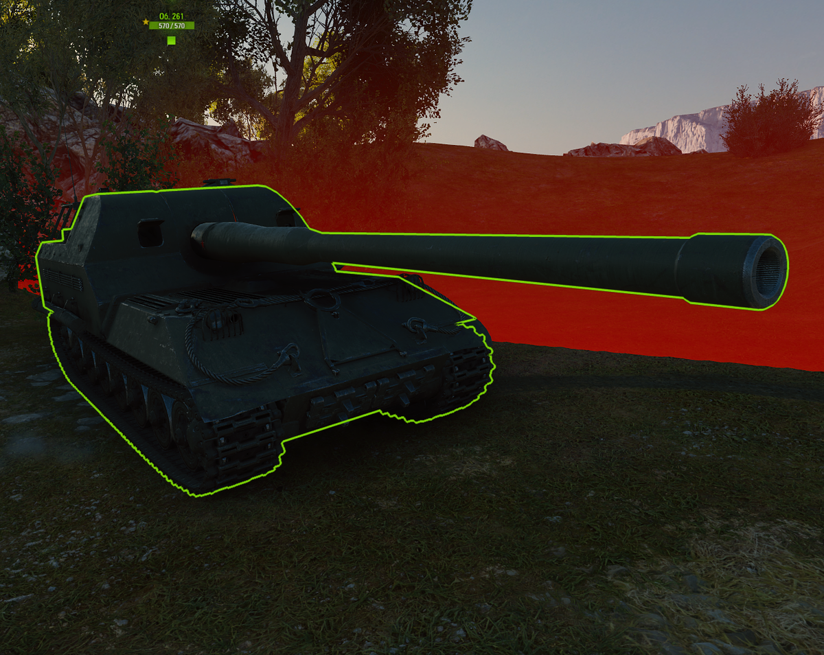 Этот артавод решил встать на базе, за камешком. Как вы думаете, много он сумел настрелять из этой точки.