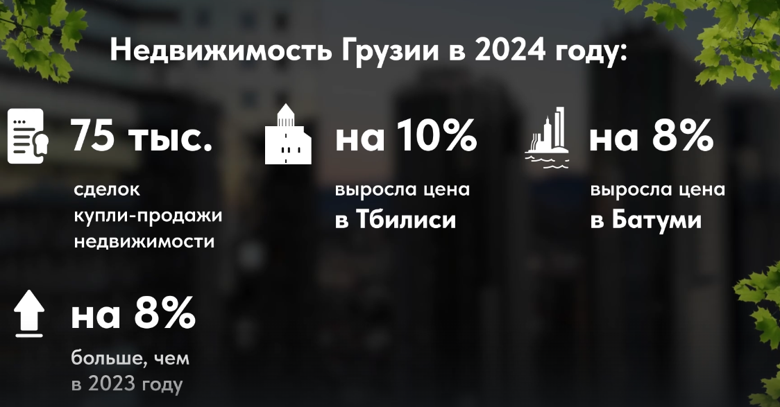 Статистика по рынку недвижимости Грузии за 2024г.