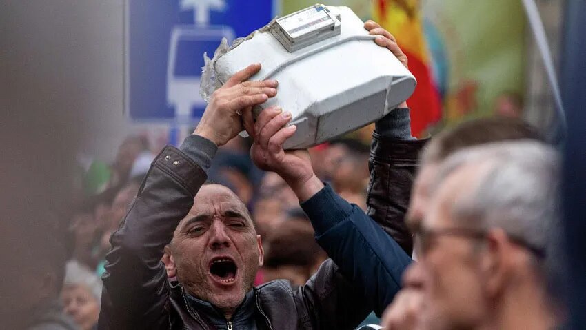 Протесты в Молдове на фоне газового кризиса.
Фото: © Sputnik / Rodion Proca