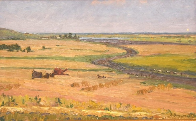 Евгений Вагин. В поле. 1958. Картон, масло. 31 х 39,5. Нижнетагильский музей изобразительных искусств