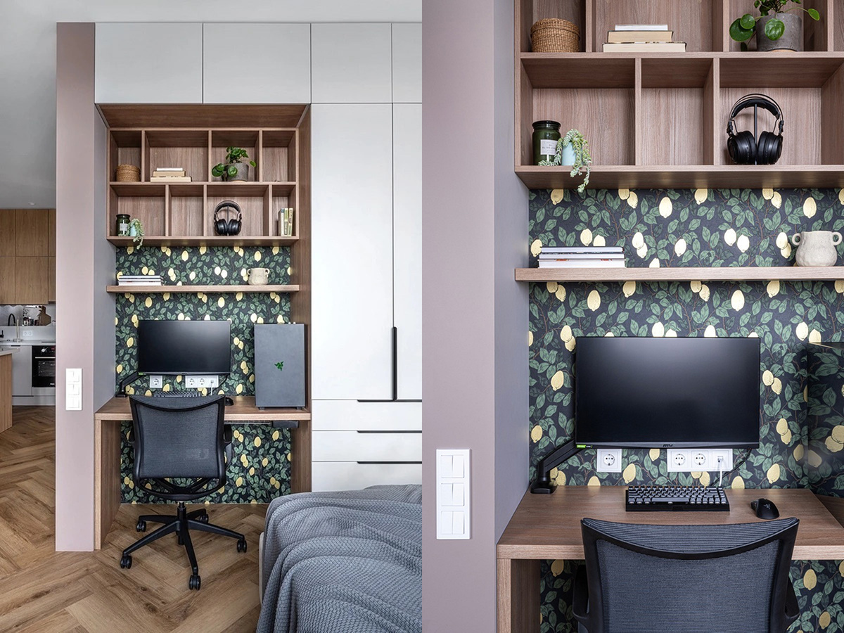 Обои Citron из коллекции Equator от бренда Loymina в рабочей зоне