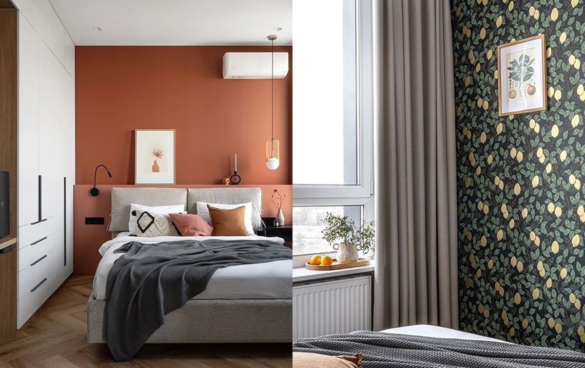 Яркая спальня с обоями от бренда Loymina