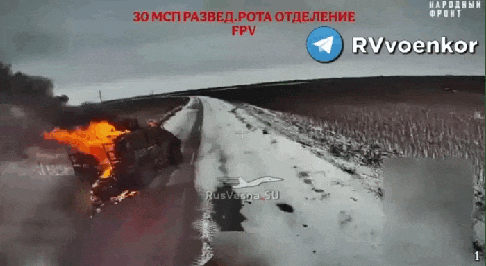  В очередной раз исключительную эффективность показали FPV-дроны на оптическом волокне. Источник: ТГ-канал "Операция Z: Военкоры Русской Весны".