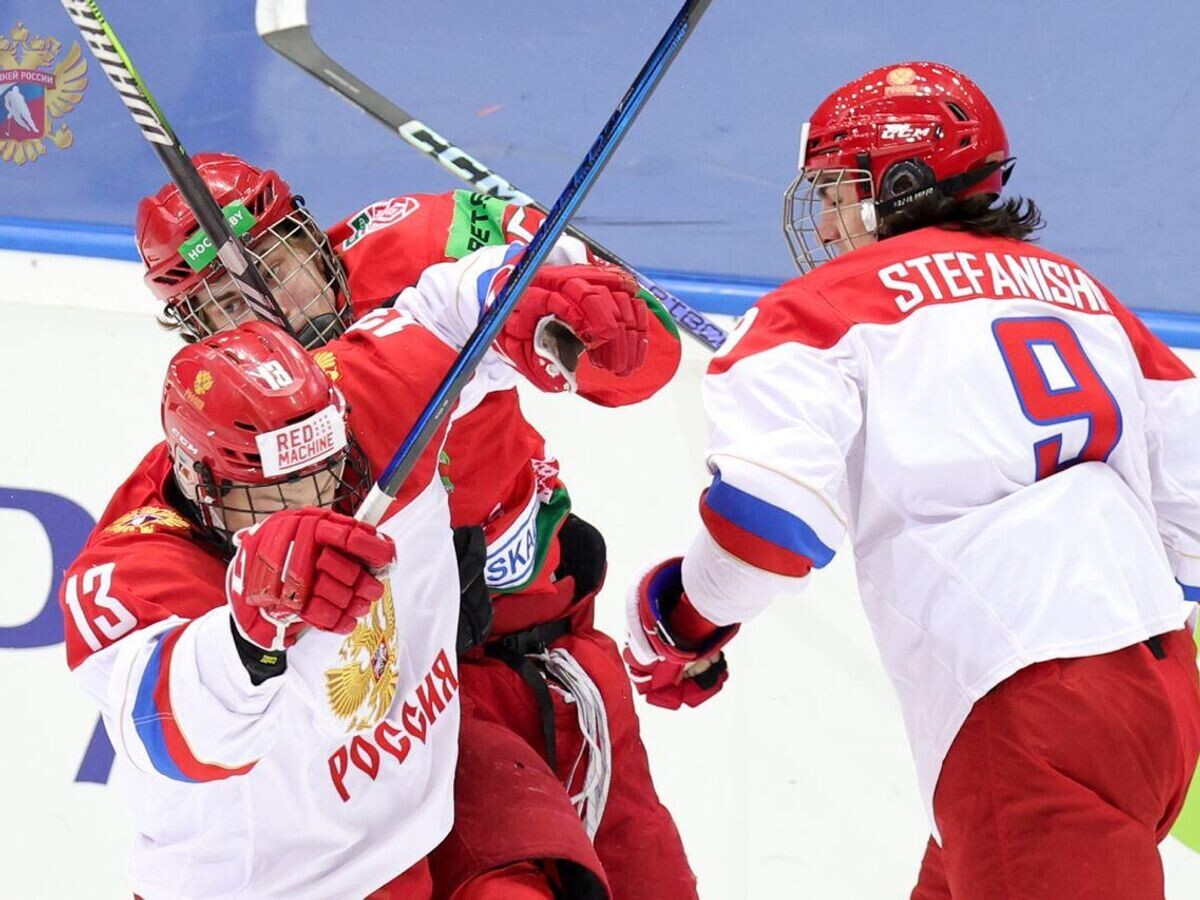    Хоккеисты сборных России и Белоруссии© Соцсети ФХР