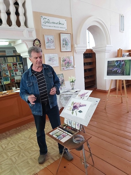 Н.Г.Богомолов на мастер-классе по акварельной живописи.