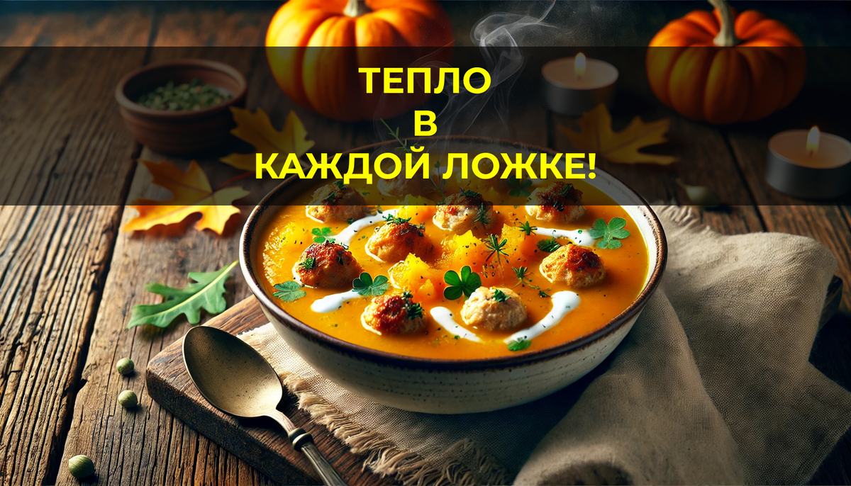 Тыквенный суп-пюре с куриными фрикадельками
