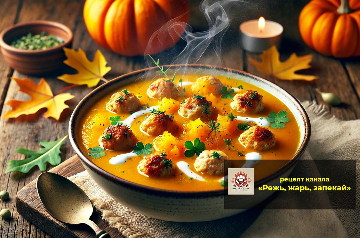 тыквенный суп с фрикадельками