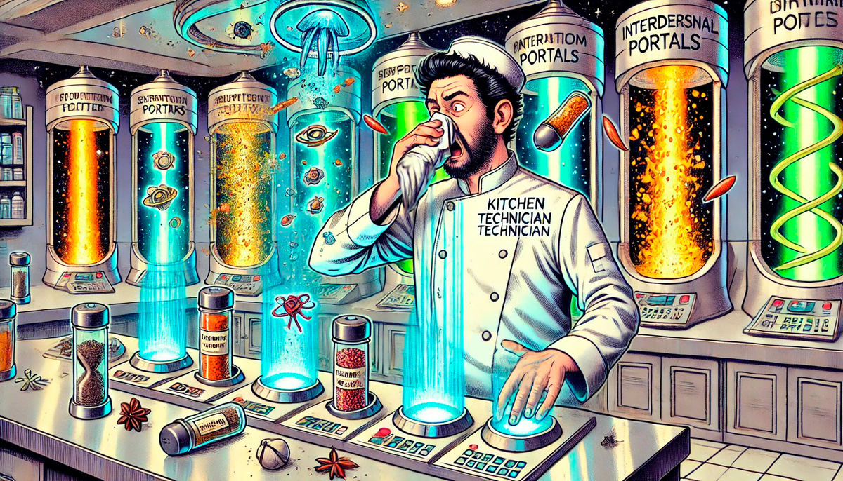 Техник по межпространственным порталам чихнул во время калибровки.