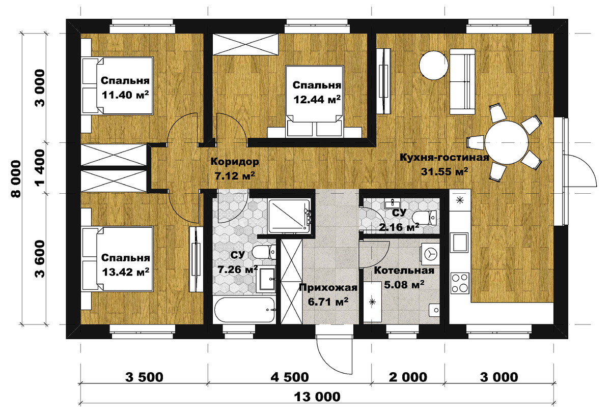 Планировка дома 97м2