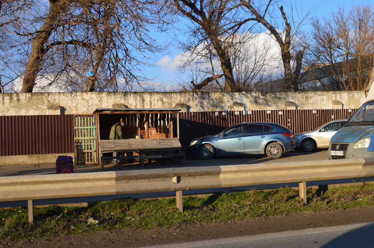Фото автора. 05.02.2025.  Торговец вяленной морской Таранью.