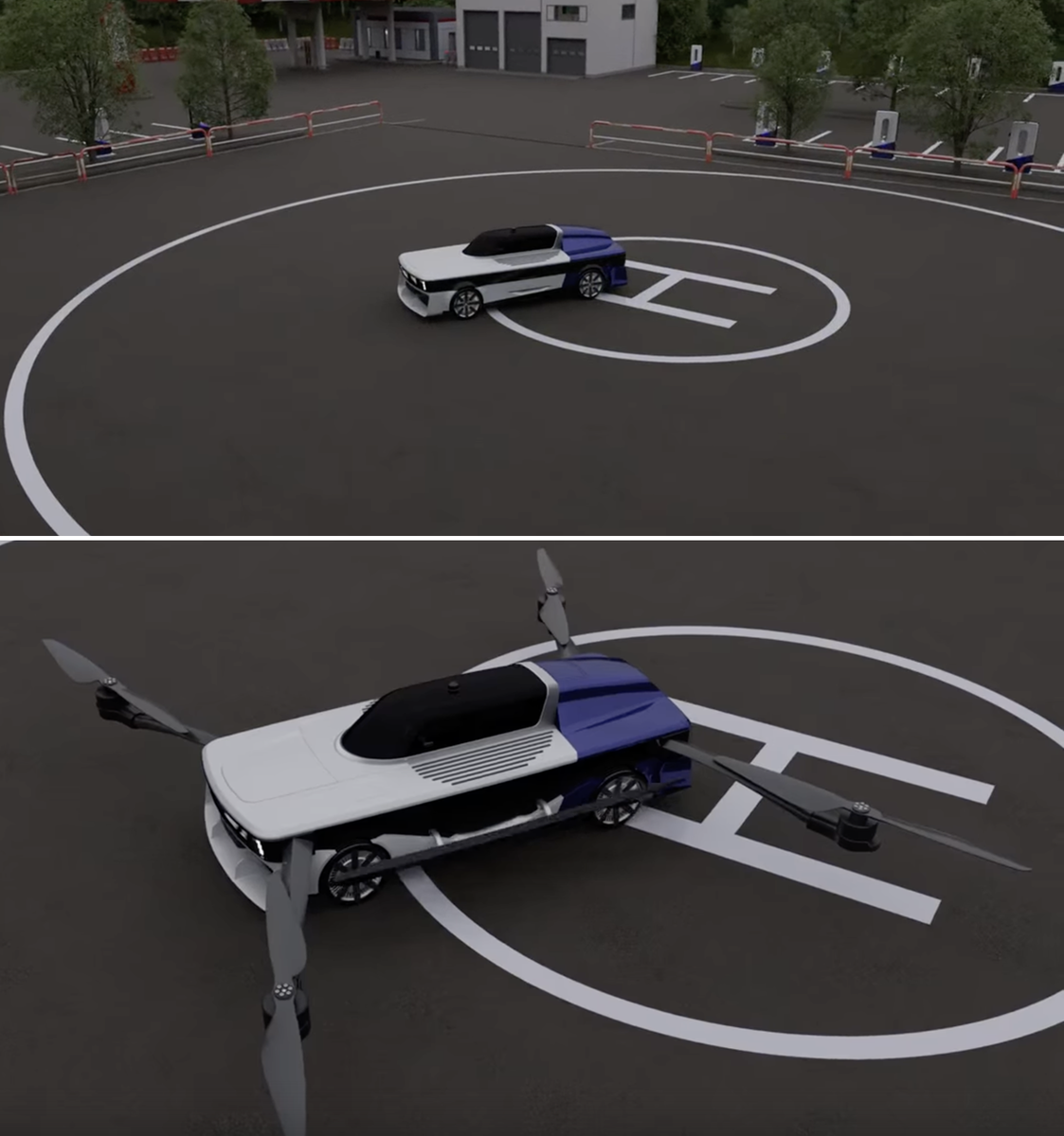 Взлетно-посадочная площадка для летающего автомобиля «ИФ-9».