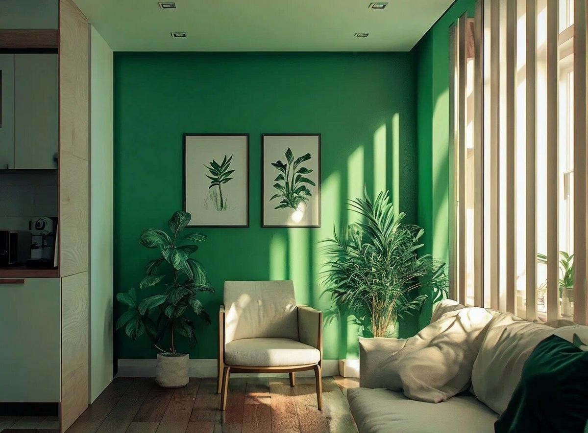 Зонирование цветом — элегантный прием для квартиры студии