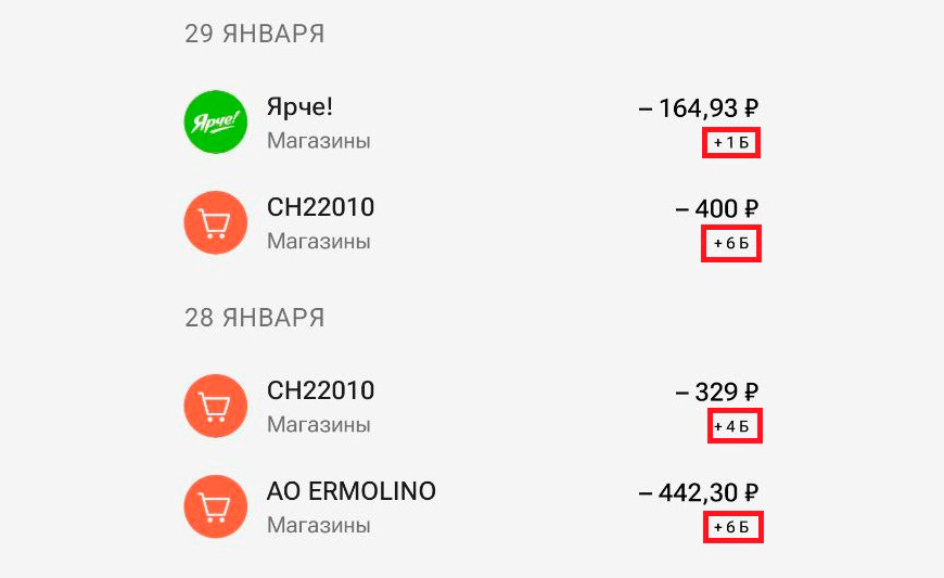 Начисление по стандартной программе лояльности 