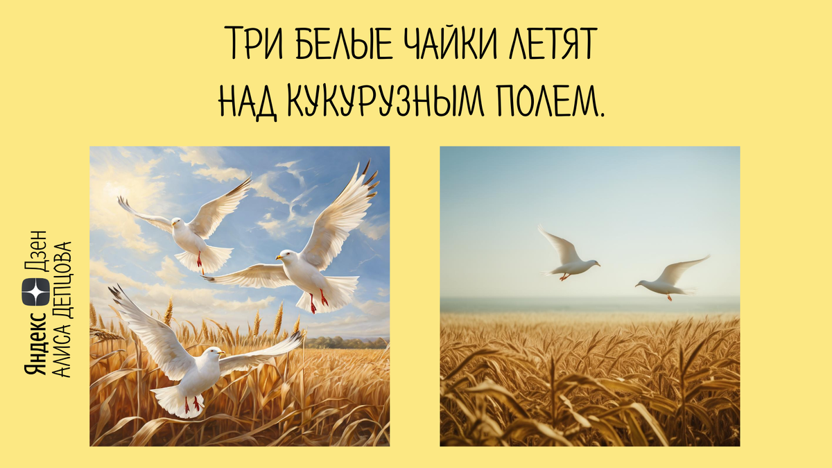 Левая картинка подходит. Правая - не подходит, потому что чаек не 3, а 2. 