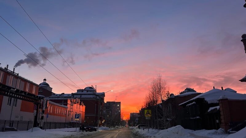     Сказочный багряный закат вечером 8 февраля Тарасова Кристина