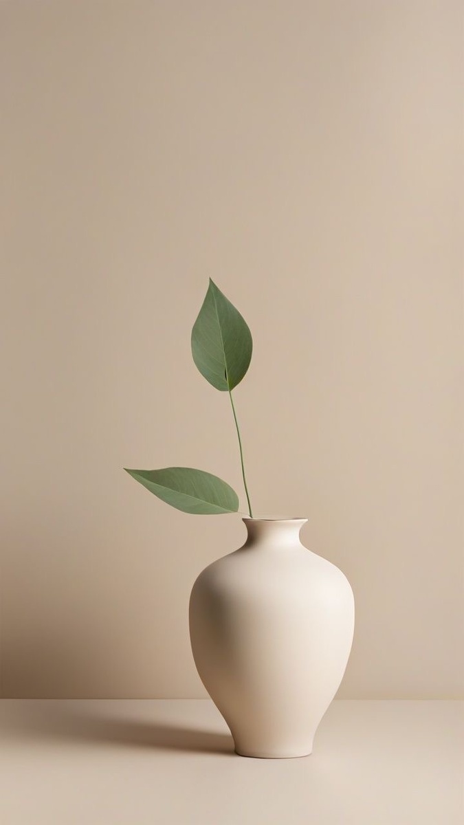 Красота минимализма в керамической вазе и обычных зелёных листках