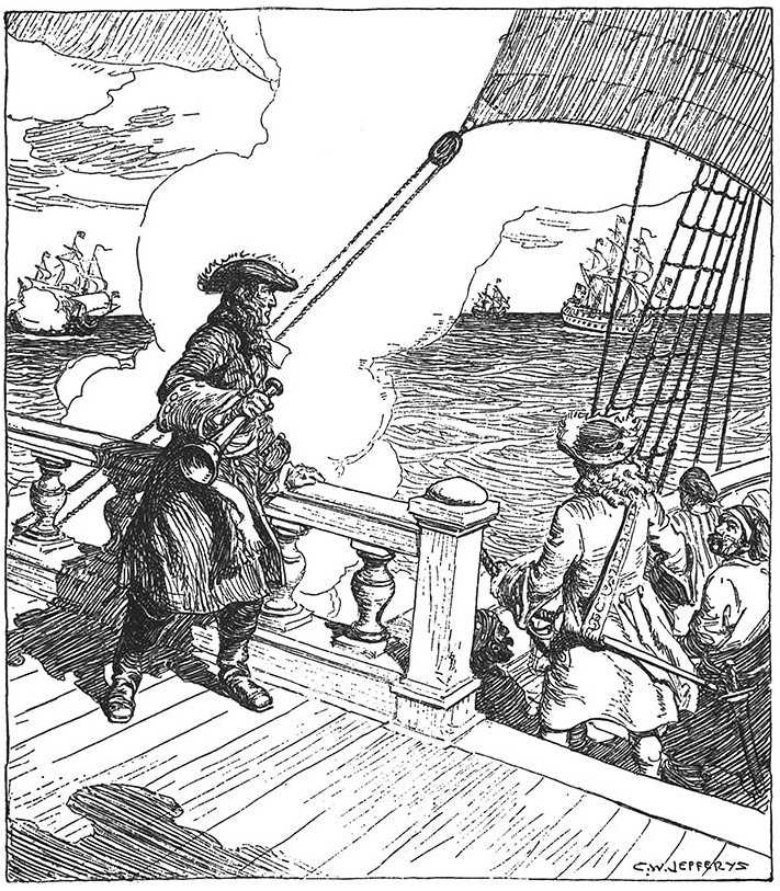 Д’Ибервиль в начале боя. Художник Чарльз Уильям Джеффрис.