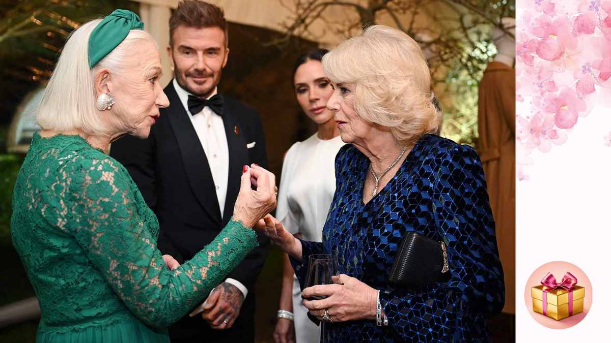 Королева Камилла(справа) болтает со своей подругой, актрисой Хелен Миррен (слева)