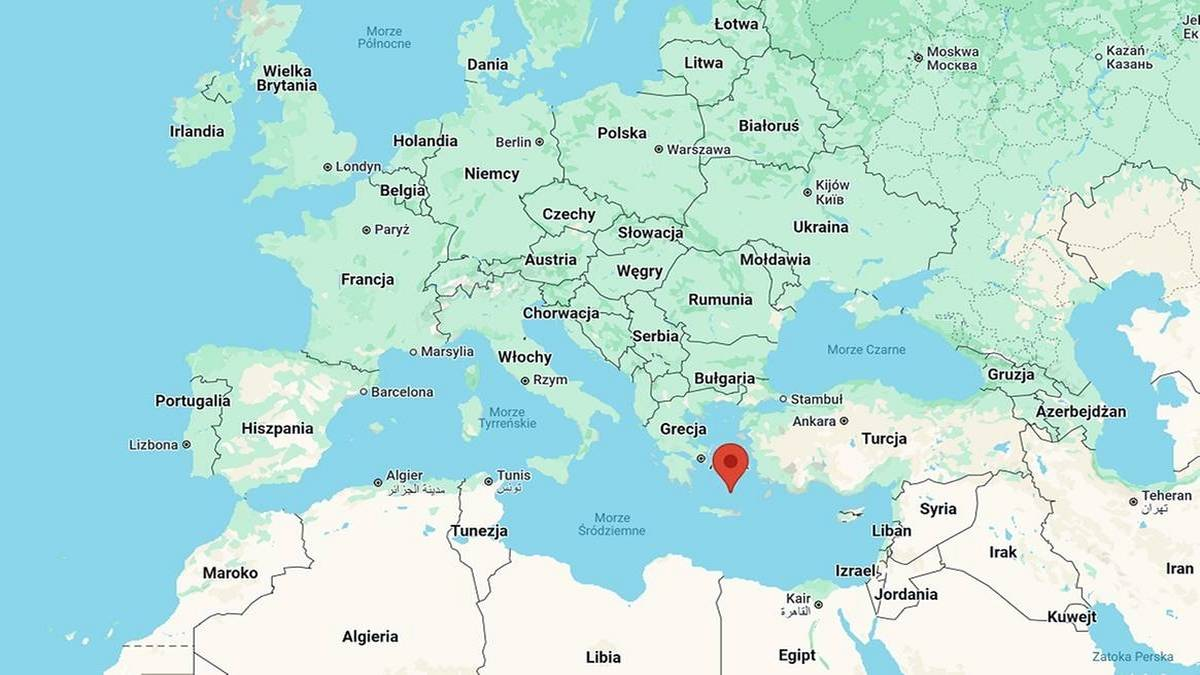 Расположение вулканов Санторини и Коломбо в Греции. Фото. Карты Google.