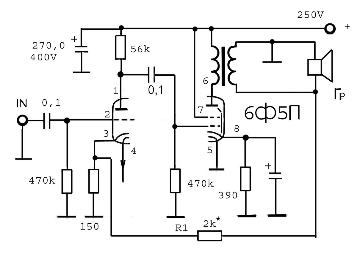 Рис. 1   Исходная схема УНЧ.