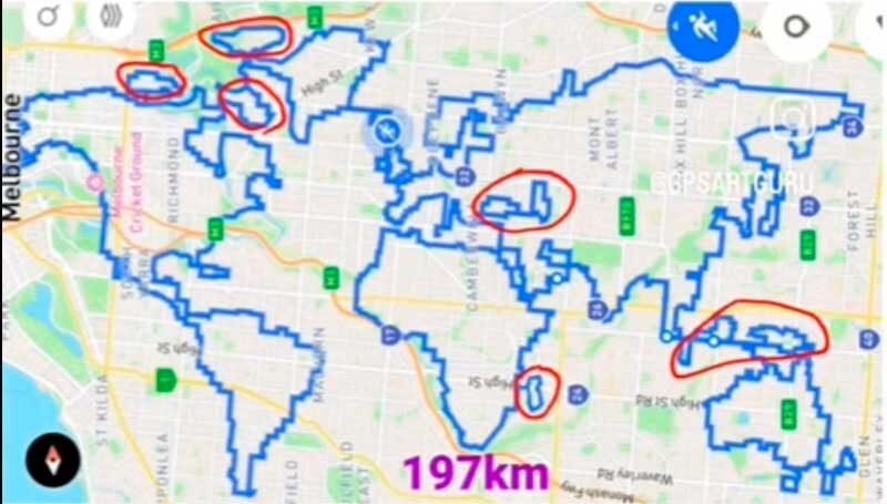 Питер  создает произведения искусства с помощью своего приложения для бега